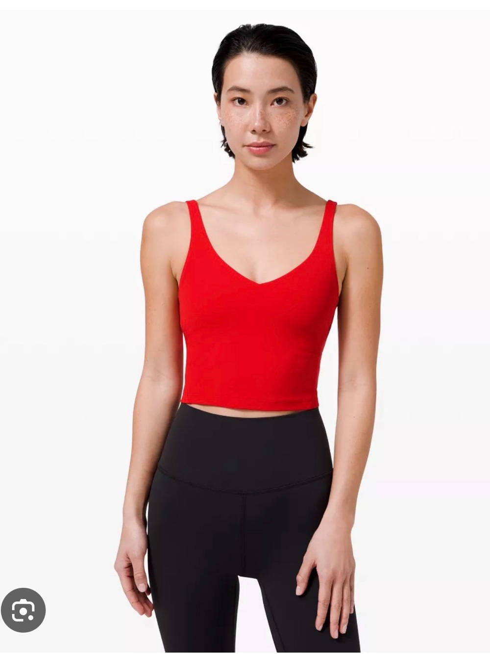 lululemon athletica Red V-Neck Cropped Tank Top